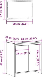 vidaXL 2-częściowy zestaw mebli łazienkowych, kolor starego drewna 10