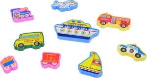 Jokomisiada Drewniana układanka puzzle transport pojazdy 9ele dopasuj kształty ZA5257 4