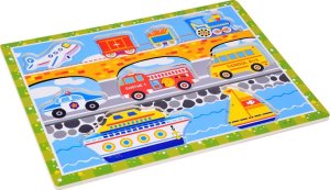 Jokomisiada Drewniana układanka puzzle transport pojazdy 9ele dopasuj kształty ZA5257 8