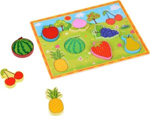 Jokomisiada Układanka drewniana edukacyjne puzzle OWOCE dopasuj 8 ele ZA5255 3
