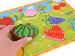 Jokomisiada Układanka drewniana edukacyjne puzzle OWOCE dopasuj 8 ele ZA5255 6