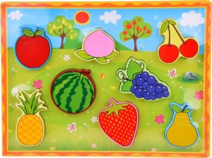 Jokomisiada Układanka drewniana edukacyjne puzzle OWOCE dopasuj 8 ele ZA5255 7