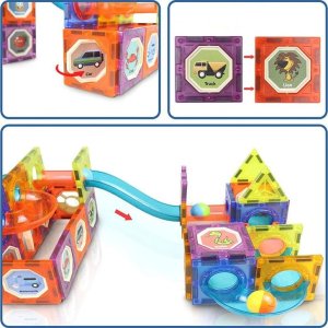 Jokomisiada Klocki Magnetyczne 3D dla dzieci Zbuduj Świecący Tor Kulkowy 49 ele ZA5250 13