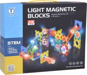 Jokomisiada Klocki Magnetyczne 3D dla dzieci Zbuduj Świecący Tor Kulkowy 49 ele ZA5250 15