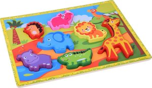 Jokomisiada Drewniane puzzle układanka zwierzątka safari 7ele dopasuj kształty ZA5256 2