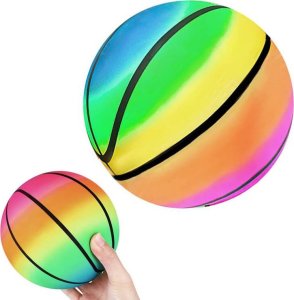 Jokomisiada Gumowa kolorowa tęczowa lekka piłka do gry zabawy 9" 23cm dla dzieci SP0794 1