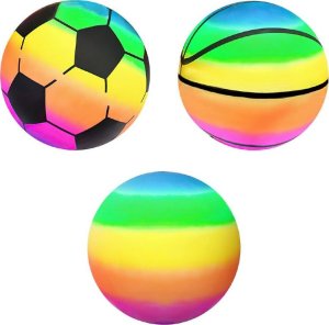 Jokomisiada Gumowa kolorowa tęczowa lekka piłka do gry zabawy 9" 23cm dla dzieci SP0794 2