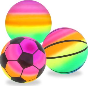 Jokomisiada Gumowa kolorowa tęczowa lekka piłka do gry zabawy 9" 23cm dla dzieci SP0794 7
