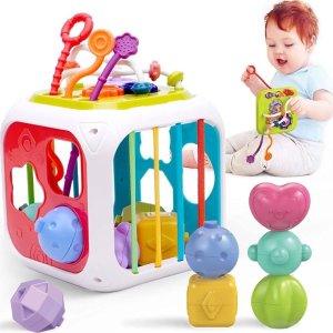 Jokomisiada Kostka zabawka interaktywna dla malucha sorter kształty cymbałki ZA5278 7