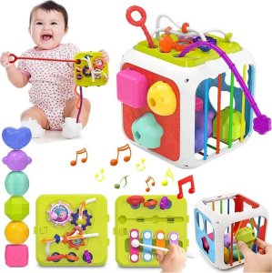 Jokomisiada Kostka zabawka interaktywna dla malucha sorter kształty cymbałki ZA5278 9