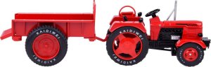 Jokomisiada Czerwony Metalowy Traktor z przyczepką Skrętne Gumowe koła 1:18 ZA5202 4