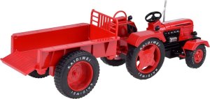 Jokomisiada Czerwony Metalowy Traktor z przyczepką Skrętne Gumowe koła 1:18 ZA5202 6