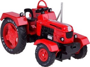 Jokomisiada Czerwony Metalowy Traktor z przyczepką Skrętne Gumowe koła 1:18 ZA5202 7