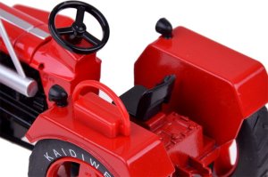 Jokomisiada Czerwony Metalowy Traktor z przyczepką Skrętne Gumowe koła 1:18 ZA5202 8