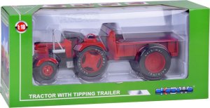 Jokomisiada Czerwony Metalowy Traktor z przyczepką Skrętne Gumowe koła 1:18 ZA5202 9