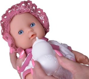 Jokomisiada Lalka bobas w nosidełku laleczka pije i siusia + butelka ZA5155 5