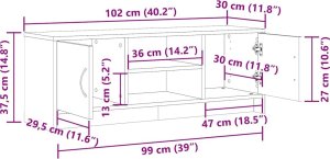 vidaXL Szafka TV, stare drewno, 102x30x37,5cm, materiał drewnopochodny 10