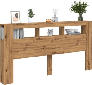 vidaXL Wezgłowie łóżka z LED, dąb artisan, 200x18,5x103,5 cm 5