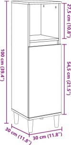 vidaXL Szafka łazienkowa, stare drewno, 30x30x100 cm 11