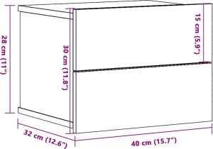vidaXL Wiszące szafki nocne, 2 szt., stare drewno, 40x32x30 cm 10