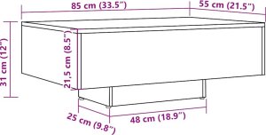 vidaXL Stolik kawowy, stare drewno, 85x55x31, materiał drewnopochodny 9