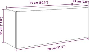 vidaXL Wisząca szafka łazienkowa, brązowy dąb, 80x25x30 cm 11