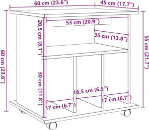 vidaXL Szafka na kółkach, dąb artisan, 60x45x60 cm 10