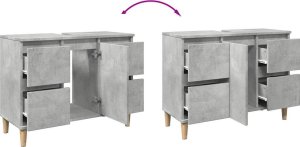 vidaXL Szafka pod umywalkę, szarość betonu, 80x33x60 cm 8