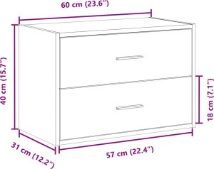vidaXL vidaXL Szafka z 2 szufladami, przydymiony dąb, 60x31x40 cm 10
