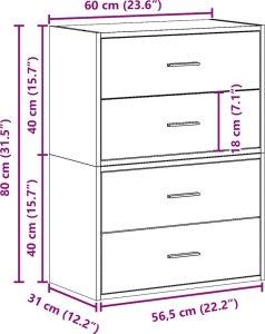 vidaXL vidaXL Szafki z 2 szufladami, 2 szt., stare drewno, 60x31x40 cm 10