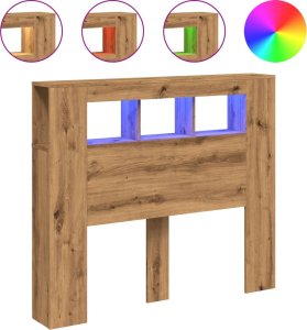 vidaXL Wezgłowie łóżka z LED, dąb artisan, 120x18,5x103,5 cm 2