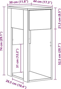 vidaXL vidaXL Stojak pod komputer z szufladą, szarość betonu, 30x44x74 cm 10