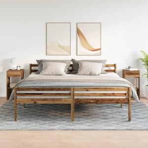 vidaXL vidaXL Szafki nocne z szufladą, 2 szt., stare drewno, 35x34x66,5 cm 3