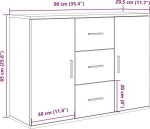 vidaXL Szafka, stare drewno, 90x29,5x65 cm, materiał drewnopochodny 10