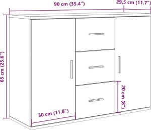 vidaXL Komoda, dąb artisan, 90x29,5x65 cm 10