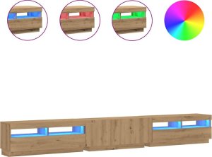 vidaXL Szafka pod TV z oświetleniem LED, dąb artisan, 300x35x40 cm 2