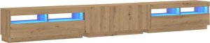 vidaXL Szafka pod TV z oświetleniem LED, dąb artisan, 300x35x40 cm 3