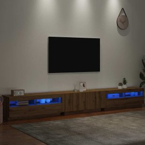 vidaXL Szafka pod TV z oświetleniem LED, dąb artisan, 300x35x40 cm 5