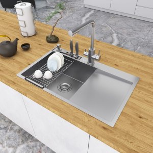 Zlewozmywak Nett Zlewozmywak kuchenny ze stali 1,5 mm jednokomorowy z ociekaczem 80 cm Nett NS-7848R 1