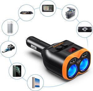 Ładowarka Verk Rozdzielacz gniazda zapalniczki 12-24v 2xusb-a 1xusb-c qc 3.0 80w ładowarka Rozdzielacz gniazda zapalniczki 12-24v 2xusb-a 1xusb-c qc 3.0 80w ładowarka 7