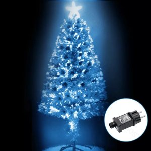 Aigostar  Niskonapięciowa choinka światłowodowa 85 led wys. 90 cm, błękit morski Niskonapięciowa choinka światłowodowa 85 led wys. 90 cm, błękit morski 1
