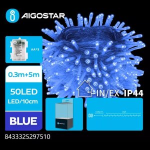 Lampki choinkowe Aigostar  Lampki choinkowe 50led na 3 baterie AA niebieskie 5M Lampki choinkowe 50led na 3 baterie AA niebieskie 5M 1