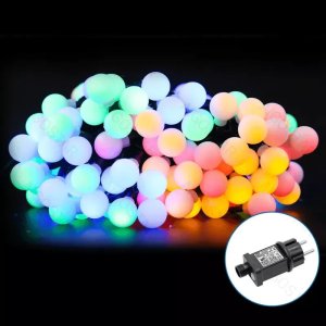 Lampki choinkowe Aigostar  Niskonapięciowe lampki choinkowe kulki 100led multikolor 10 m Niskonapięciowa taśma świetlna z żarówkami mlecznymi, RGBY, 10 m 1