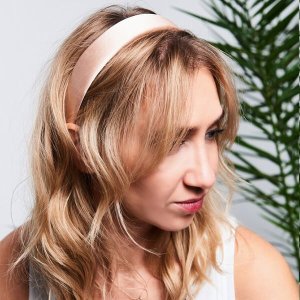 Yeye Satynowa opaska do włosów gładka Beżowy 11