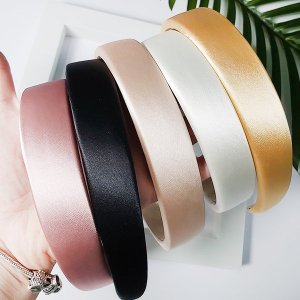 Yeye Satynowa opaska do włosów gładka Czarny 2