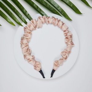 Yeye Satynowa opaska do włosów marszczonaYeye Różowy 6