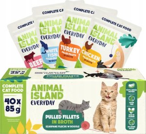 Animal Island ANIMAL ISLAND Wołowina / Kurczak / Indyk / Biała ryba w filecie MIX - Karma mokra dla kotów - 40x85g 4