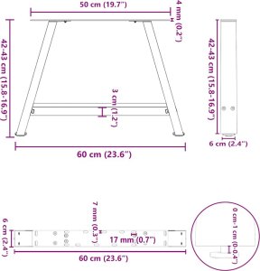 vidaXL vidaXL Nogi do stolika kawowego, 2 szt., antracyt, 60x(42-43) cm, stal 10