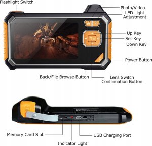 Inskam Kamera INSPEKCYJNA DUO ENDOSKOP DWIE KAMERY 5M 7LED 2x Full HD LCD 5.5mm 26