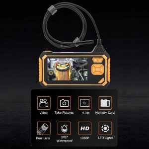 Inskam Kamera INSPEKCYJNA DUO ENDOSKOP DWIE KAMERY 5M 7LED 2x Full HD LCD 5.5mm 33